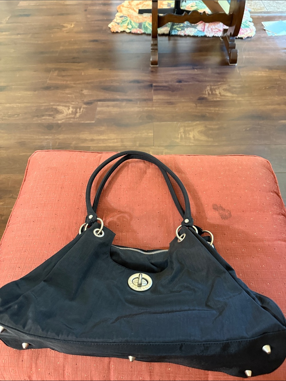 Baggallini Black Shoulder Bag with Silver Turn-Lock